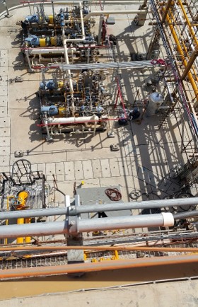 Panoramic view of oil and gas project site